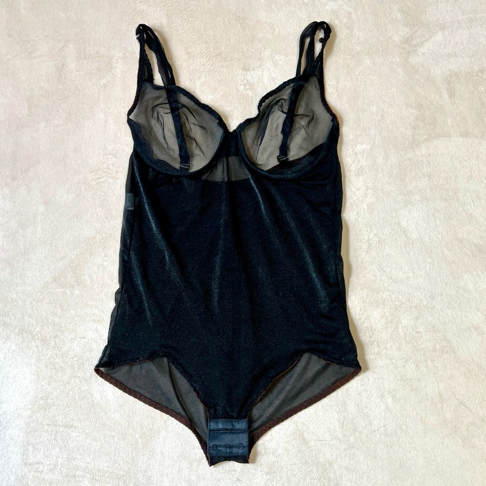 Vintage Lily of France Union Made Black Sheer Bodysuit. Women’s Size 36C